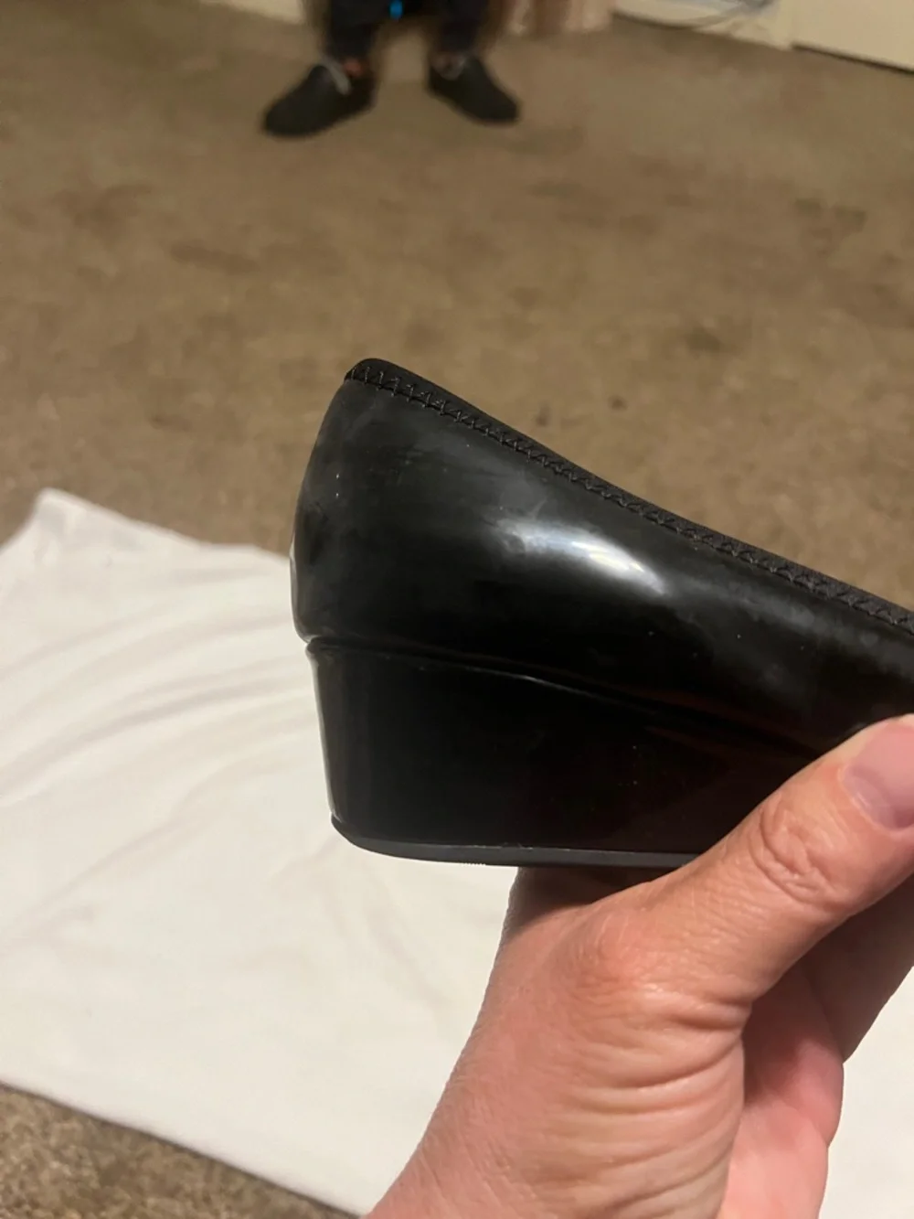 Bandolino black patent wedge   Super comfy padded insole